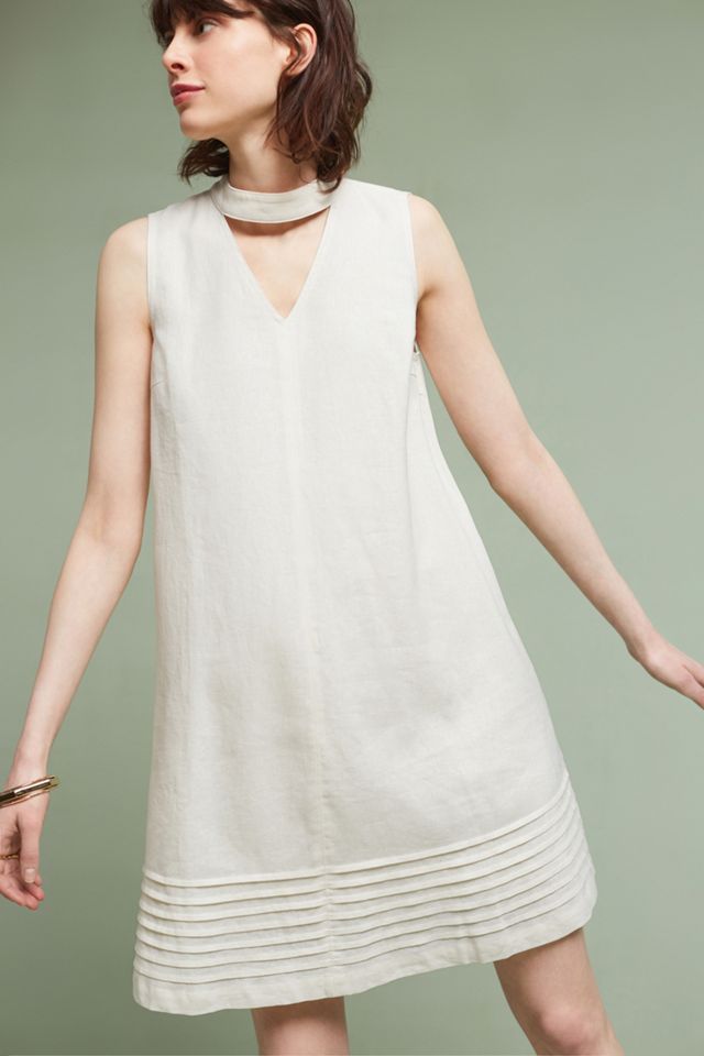 white linen swing dress Quince Women's Sleeveless Swing Dress, 100% European Linen, Size 2X, White