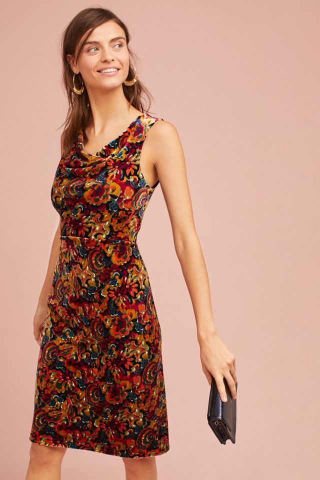 Printed Velvet Column Dress #1