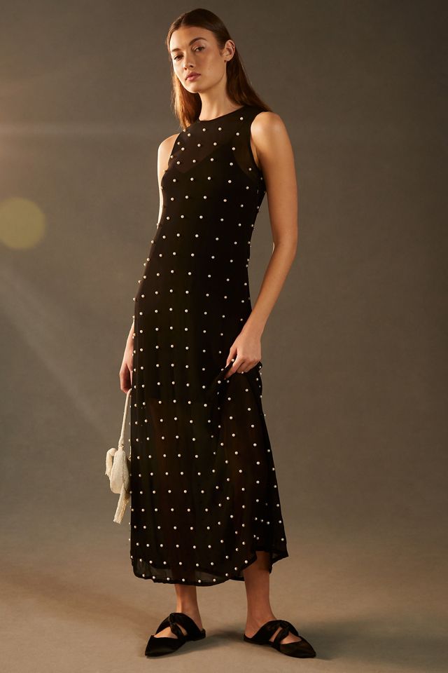 shetokyo Demi sheer dot ネイビー ドット　サイズ1 Tanvi Kedia Sheer Pearl Dress | Anthropologie