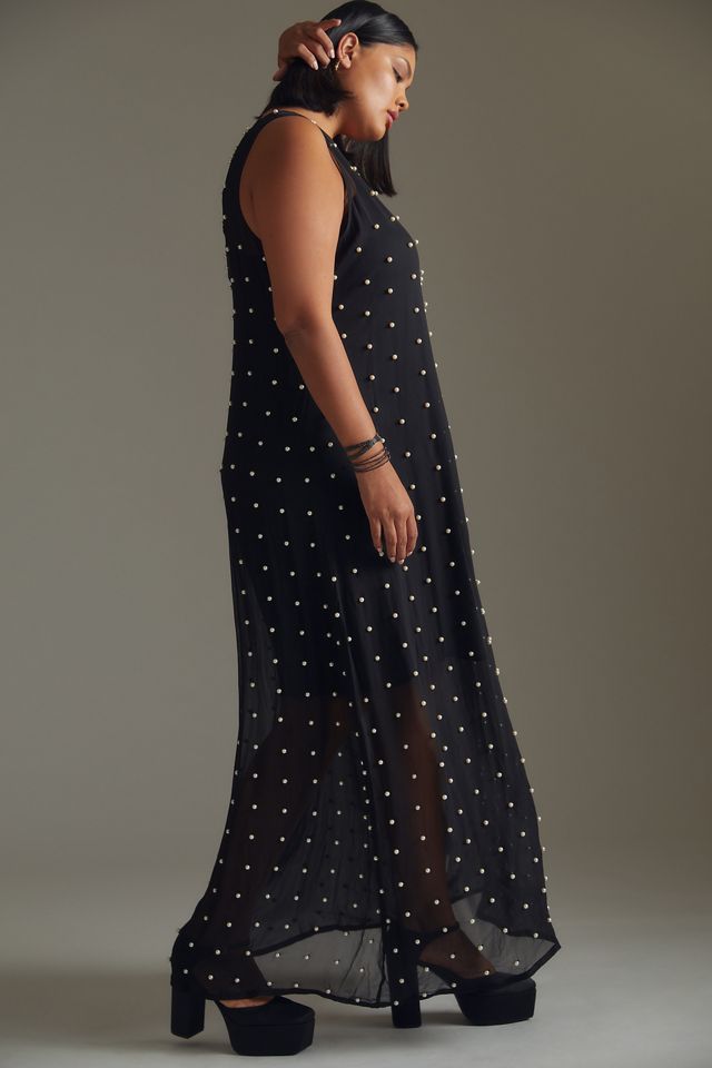 shetokyo Demi sheer dot ネイビー ドット　サイズ1 Tanvi Kedia Sheer Pearl Dress | Anthropologie