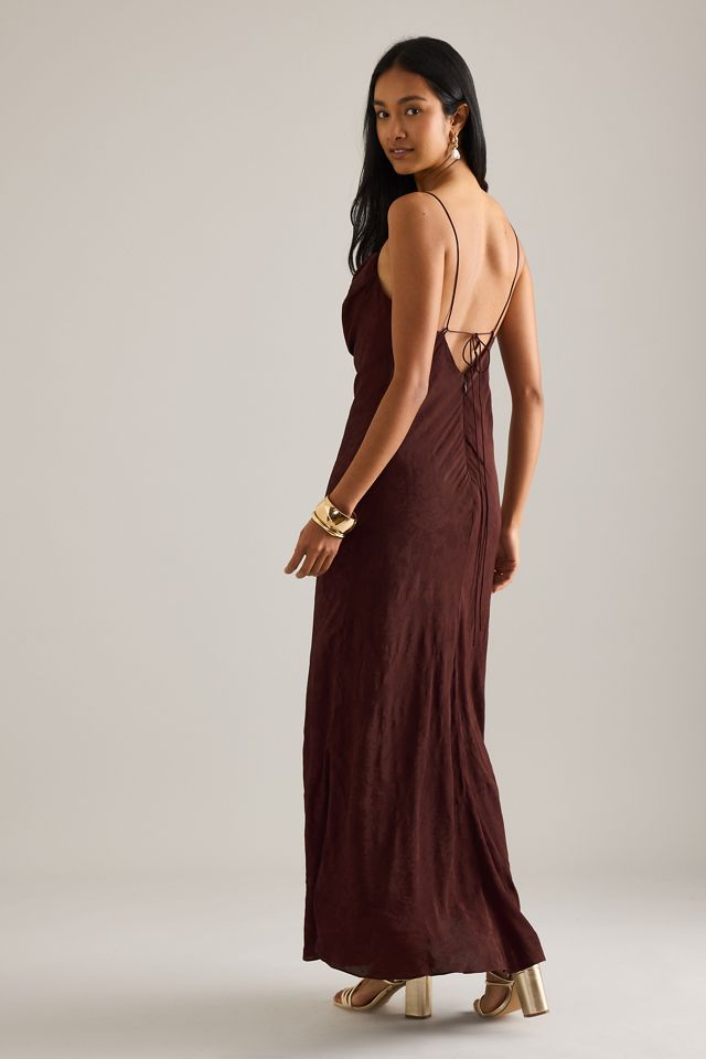 Robe longue en jacquard satiné By Anthropologie #3