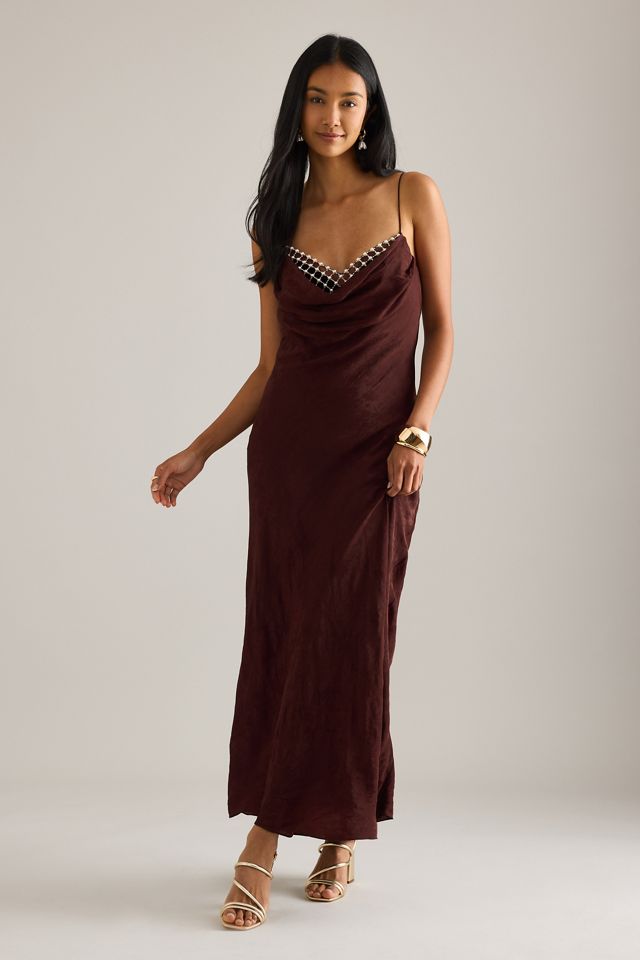 Robe longue en jacquard satiné By Anthropologie #2