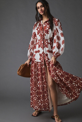 vineet bahl printed halter dress Vineet Bahl Maxi Dress Brown Motif Halter Sleeveless XS