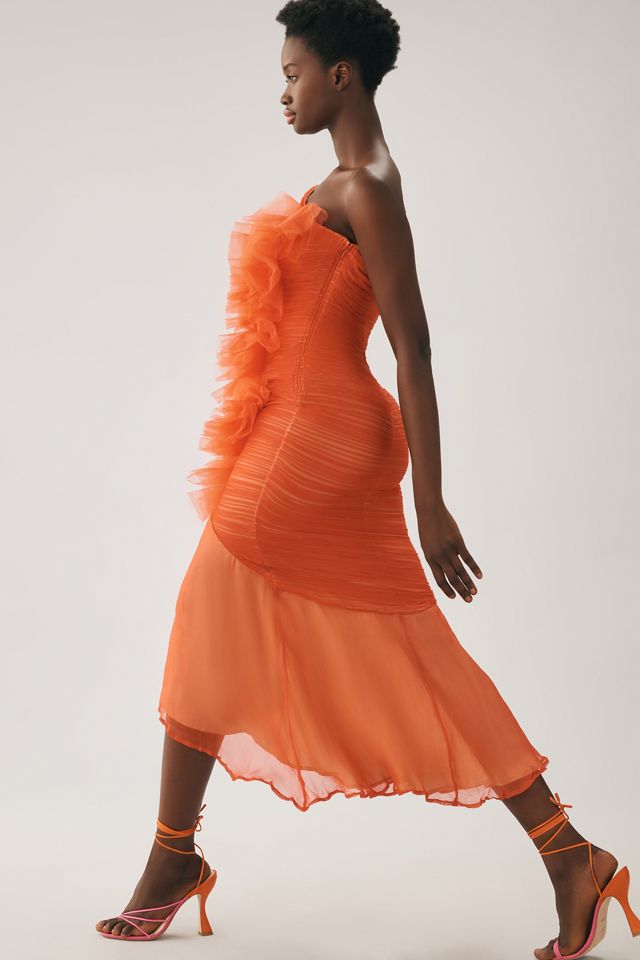 Vineet Bahl Ruched One-Shoulder Dress #4