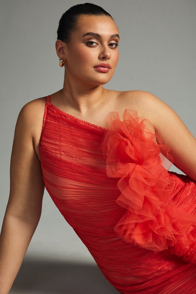 Vineet Bahl Ruched One-Shoulder Dress #7