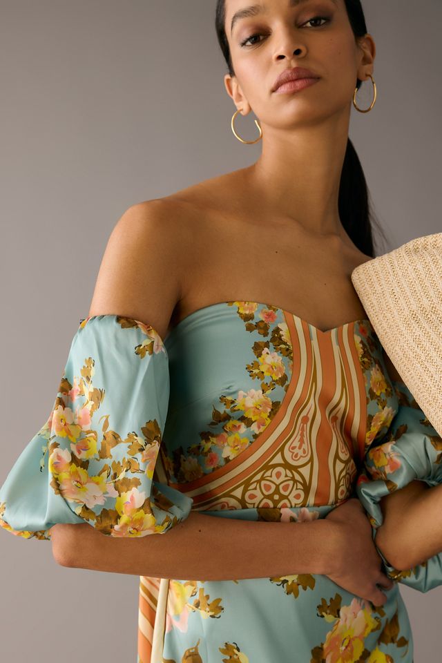 Vineet Bahl Off-The-Shoulder Printed Cape Dress | Anthropologie