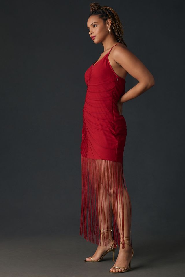 open lace back dress Women's Red Sparkly 1990s Lace Strappy Evening Dress Red, M