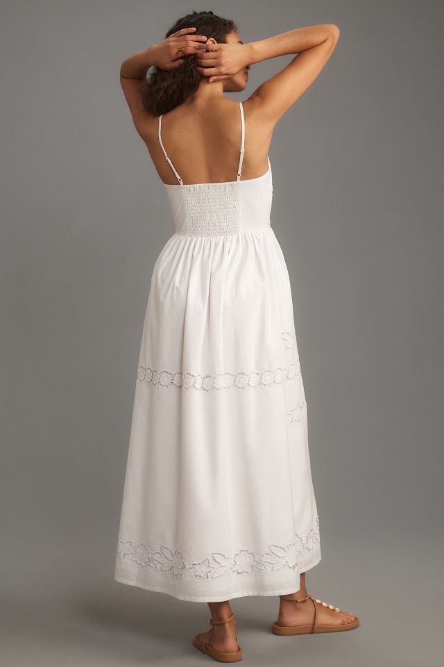 Vineet Bahl Sleeveless V-Neck Floral Cutwork Midi Dress | Anthropologie