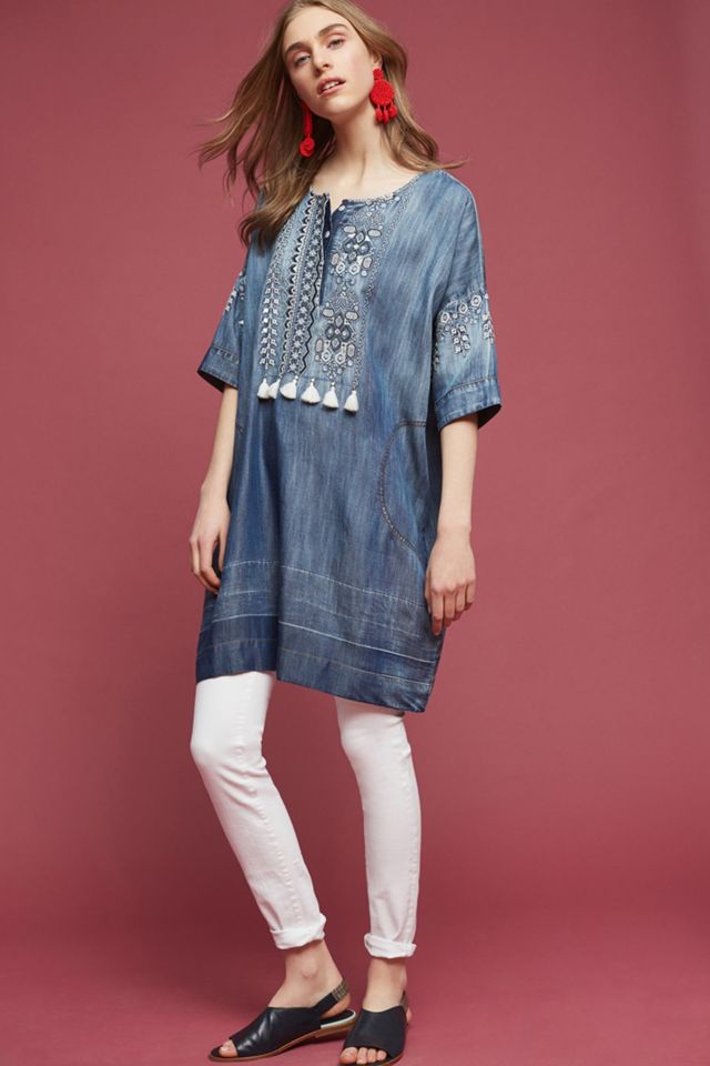 Monte Besticktes Kleid, blau #1