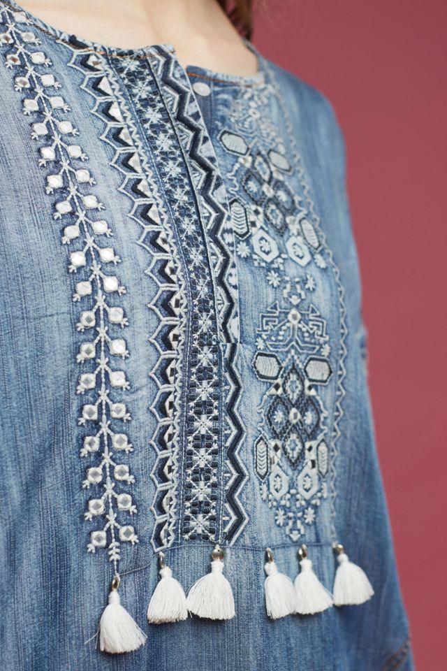Monte Besticktes Kleid, blau #2