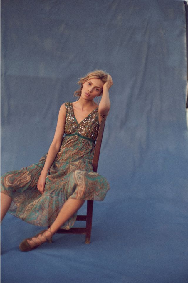 Beaded Paisley Maxi Dress #4