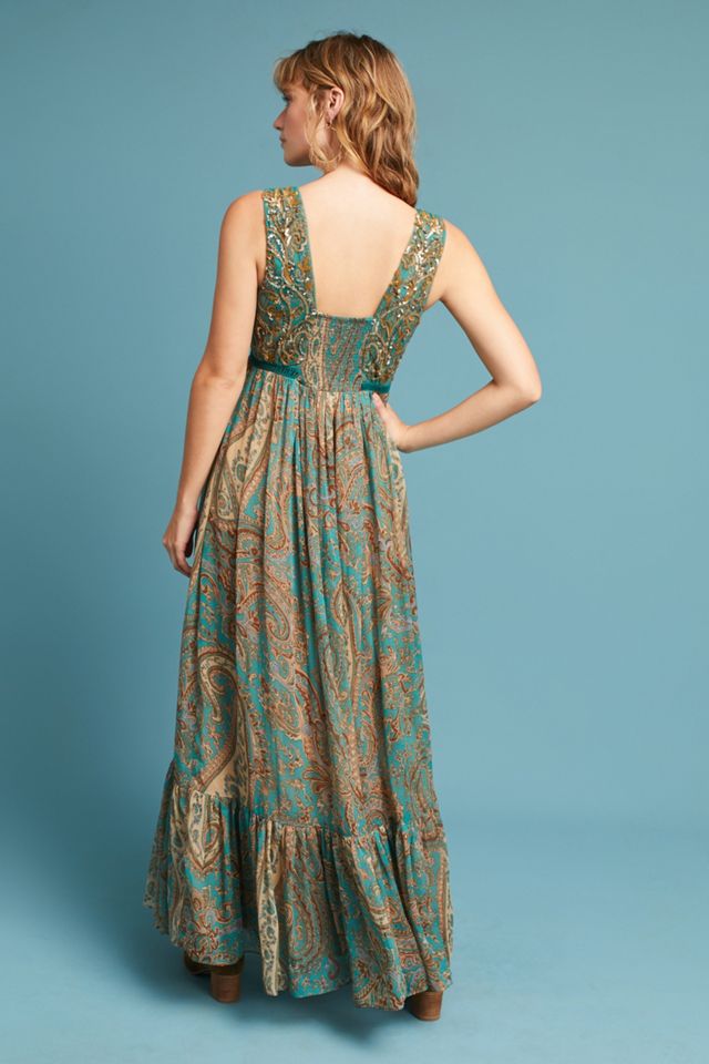Beaded Paisley Maxi Dress #3