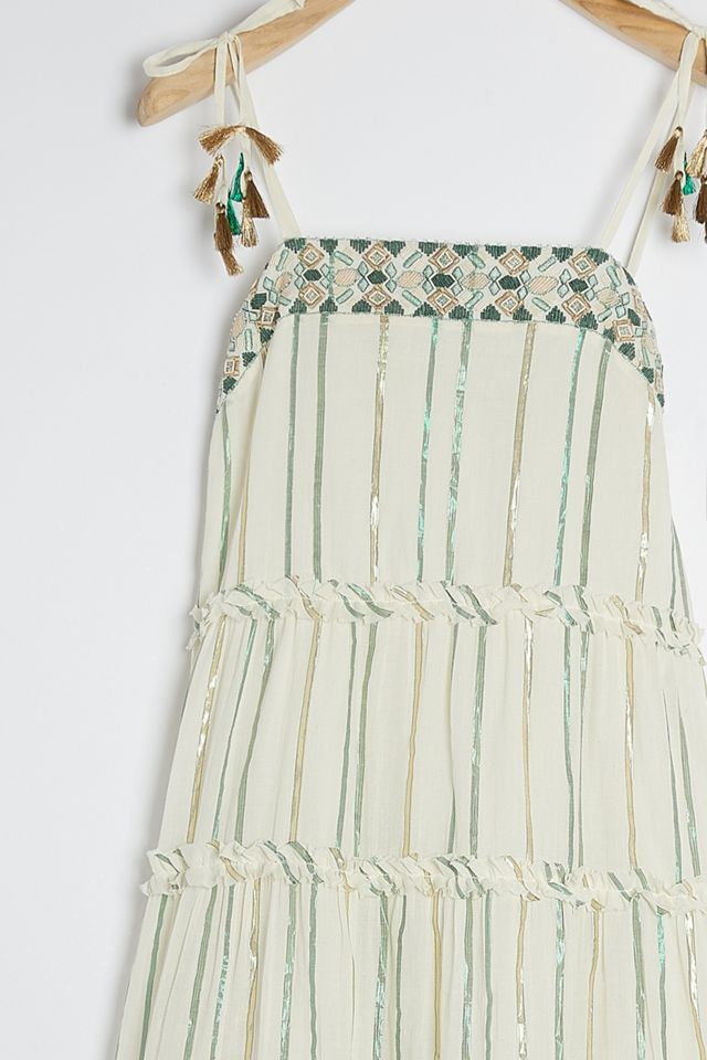 Safa Tiered Shimmer Midi Dress | Anthropologie