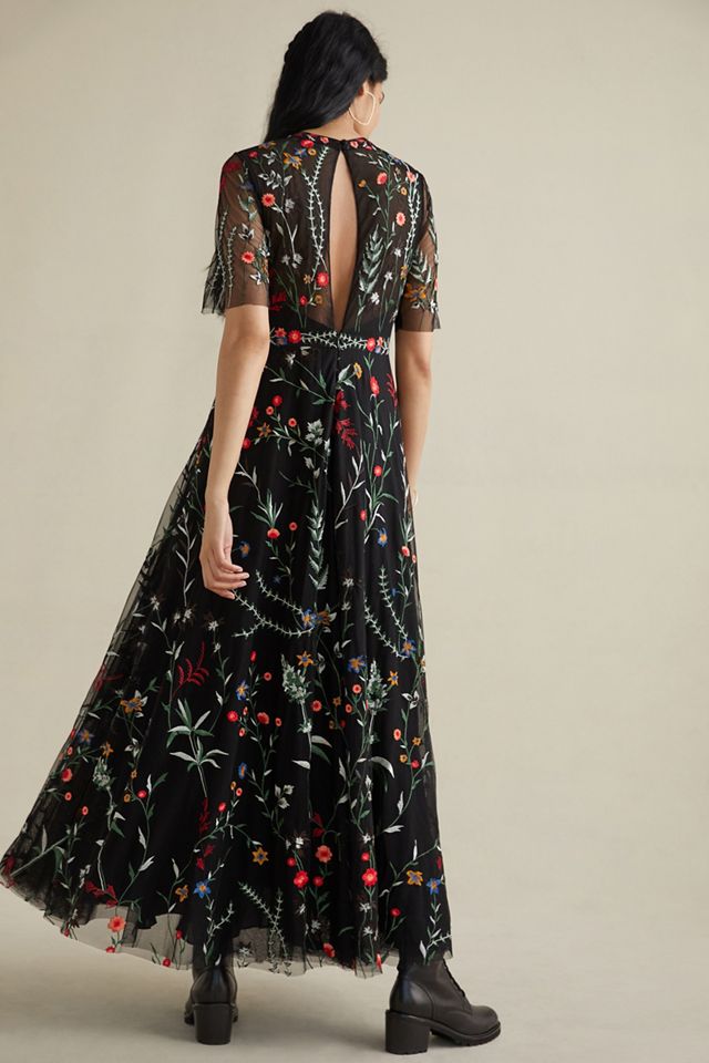 sachin and babi light blue dress Floral Embroidered Maxi Dress