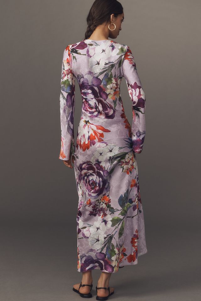 Vestido Maxi Deslizante de Manga Larga Estampado Kachel #1
