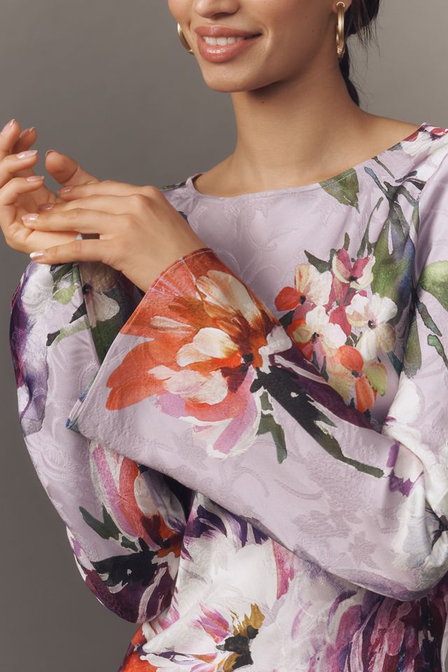 Vestido Maxi Deslizante de Manga Larga Estampado Kachel #2