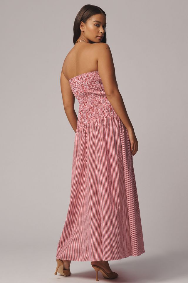 Glamorous Strapless Gingham Drop-Waist Midi Dress #1