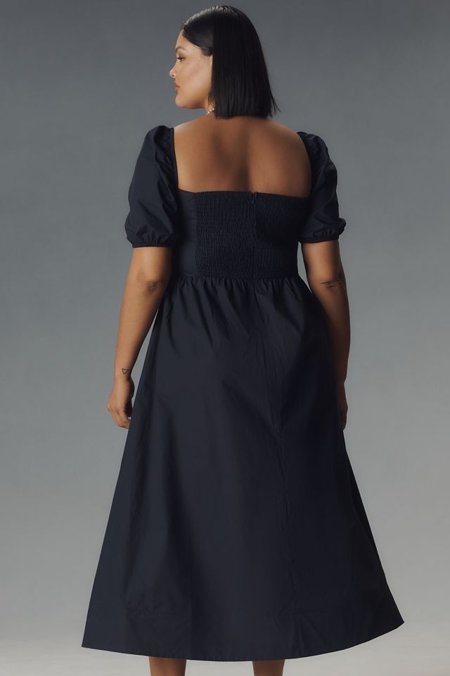 Glamorous Puff-Sleeve Square-Neck Midi Dress