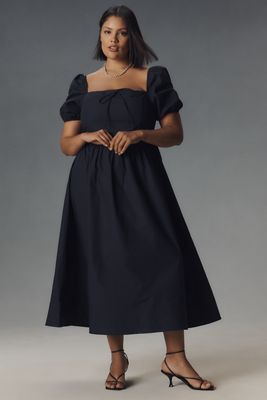 Glamorous Puff-Sleeve Square-Neck Midi Dress