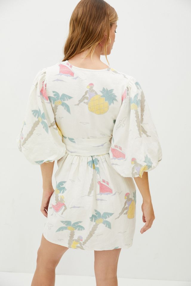 Palm Tree Linen Mini Dress #2