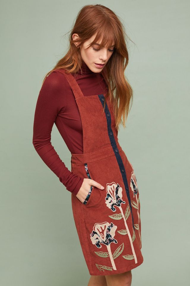 Embroidered Pinafore Dress | Anthropologie