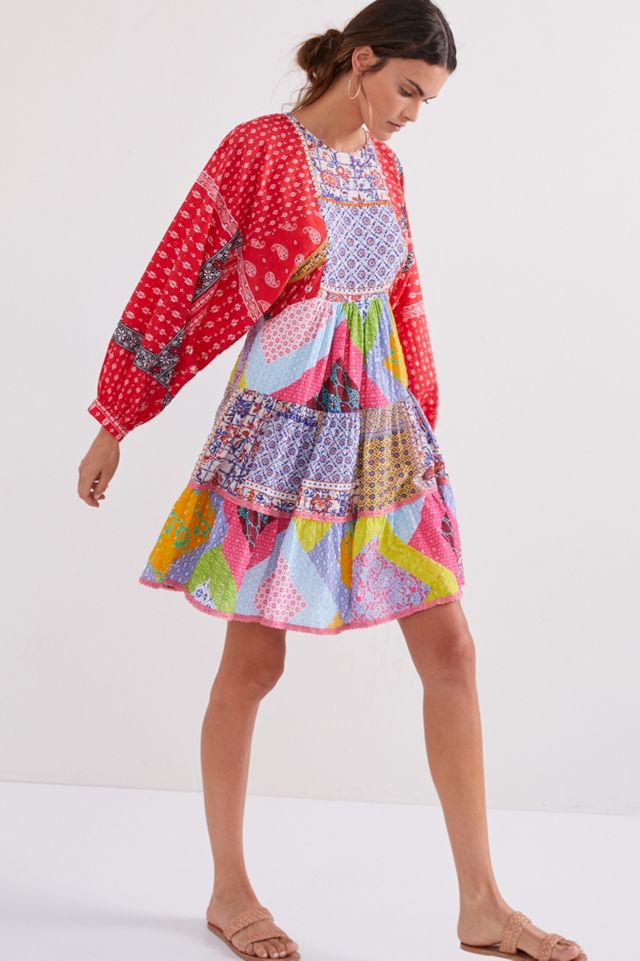 Let Me Be Patchwork Tiered Mini Dress #1