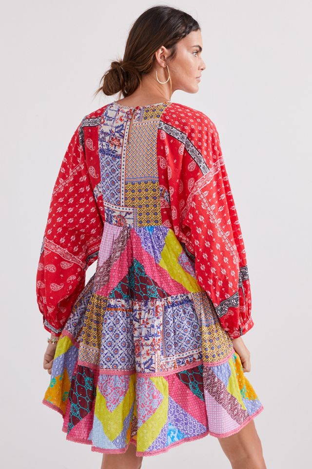 Let Me Be Patchwork Tiered Mini Dress #3