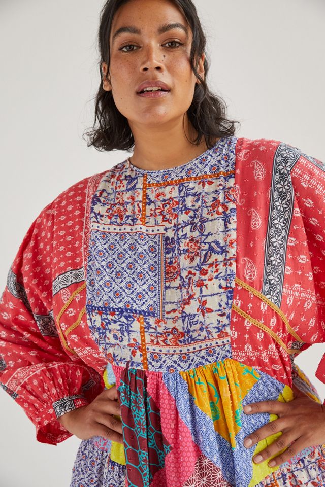 Let Me Be Patchwork Tiered Mini Dress #4
