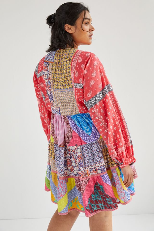 Let Me Be Patchwork Tiered Mini Dress #6