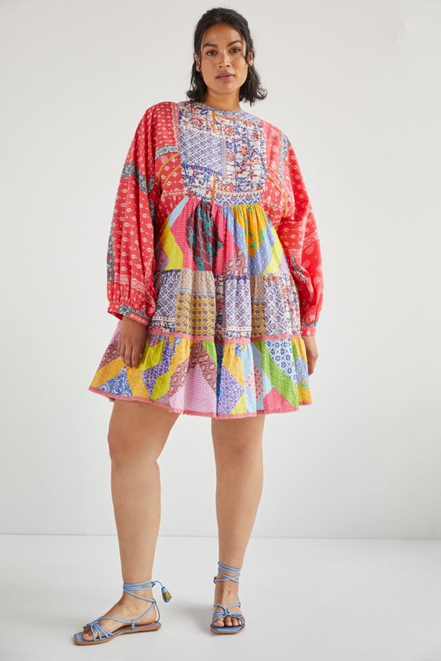 Let Me Be Patchwork Tiered Mini Dress #5