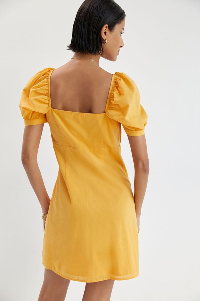 Gathered Puff-Sleeve Mini Dress #3