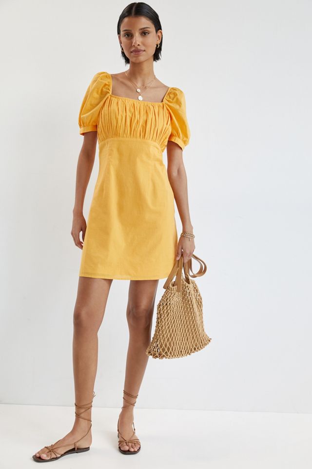 Gathered Puff-Sleeve Mini Dress #1