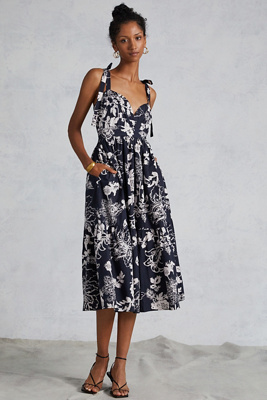 Flounced Floral Midi Dress | Anthropologie