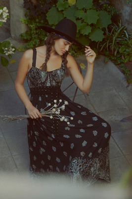 anthropologie white beaded flower dress Floral Midi Size:Custom Only Black and Silver Embellished YGroup_8082477613256