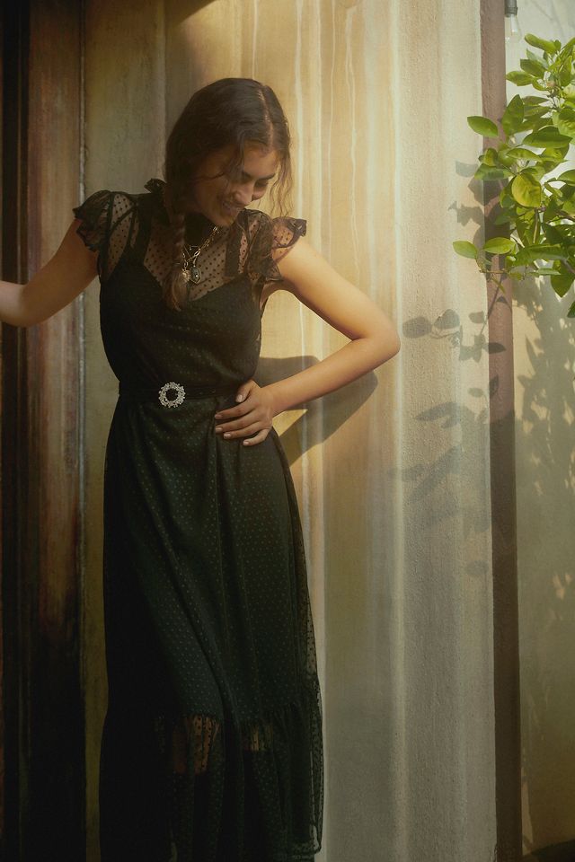 Anthropologie long black dress sale