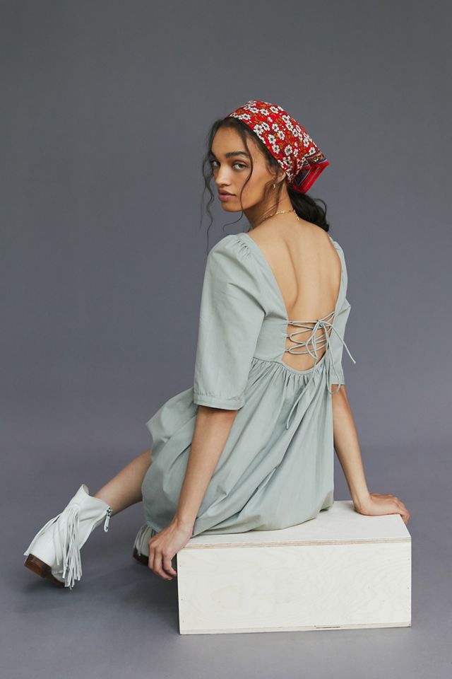 And The Why Ruched Front Smocked Back Babydoll Mini Dress