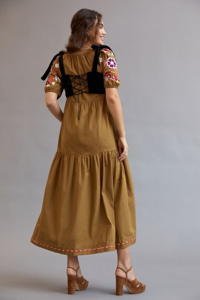 let me be embroidered dress Lotte Embroidered Midi Dress