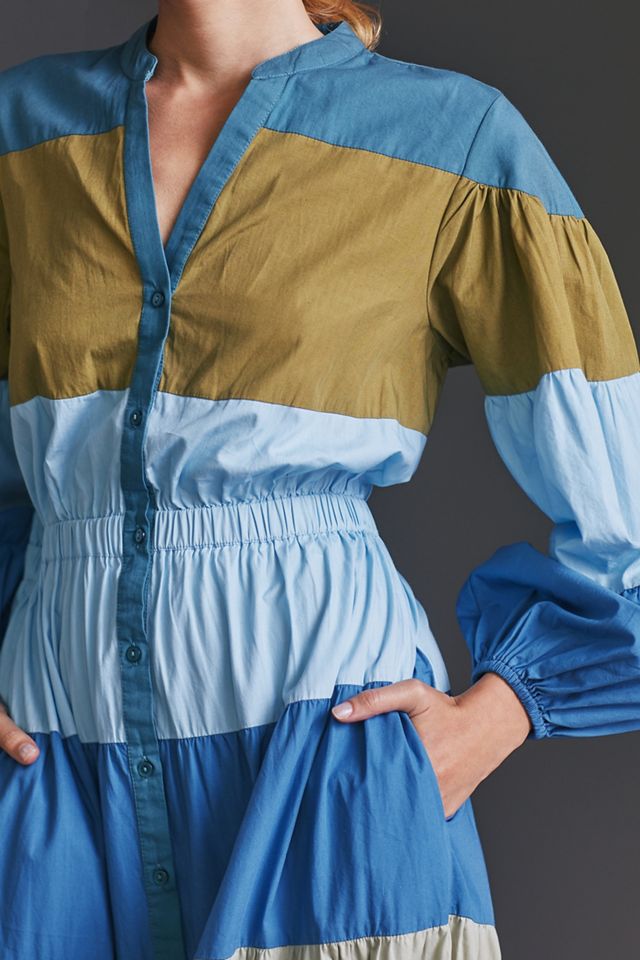 Tiered Colorblocked Maxi Dress #1