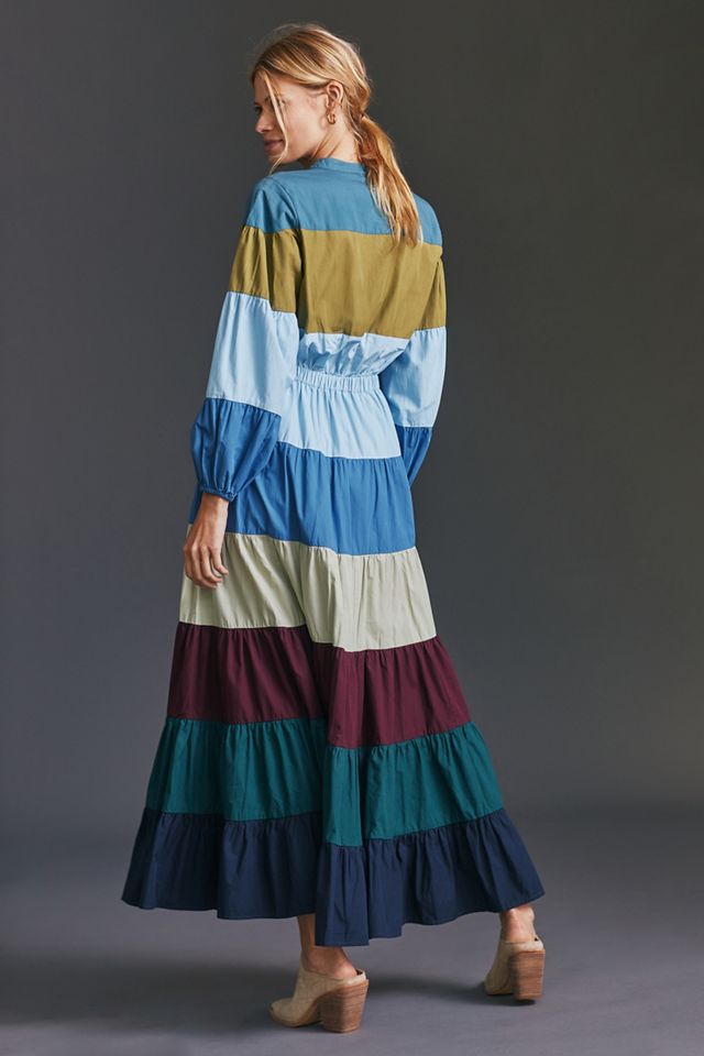 Tiered Colorblocked Maxi Dress #2