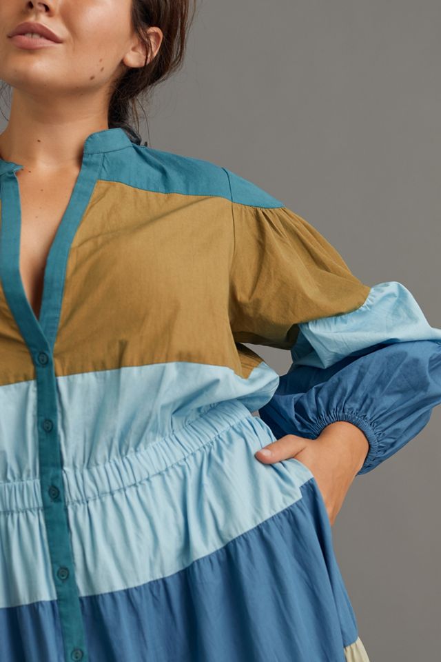 Tiered Colorblocked Maxi Dress #4