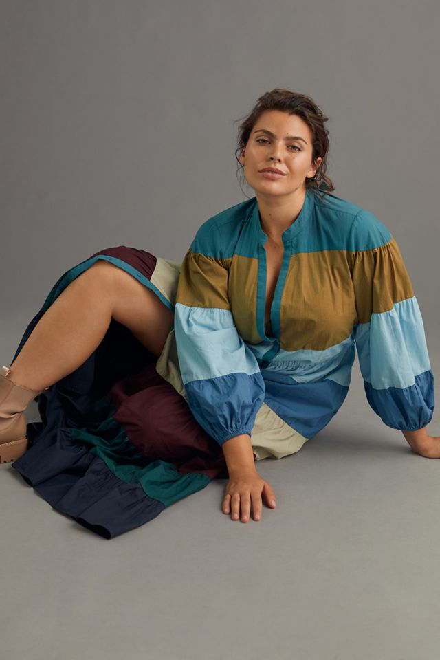 Tiered Colorblocked Maxi Dress #5