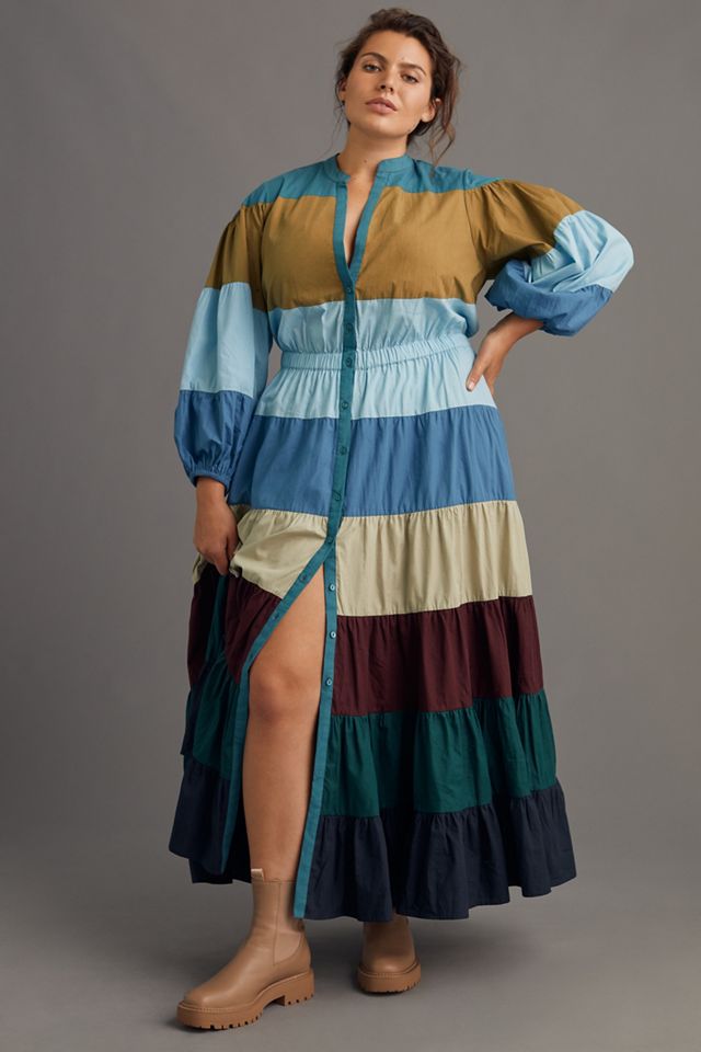 Tiered Colorblocked Maxi Dress #3