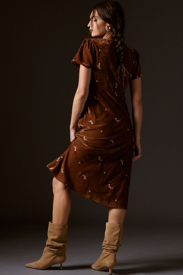 Let Me Be Embroidered Velvet Midi Dress #2