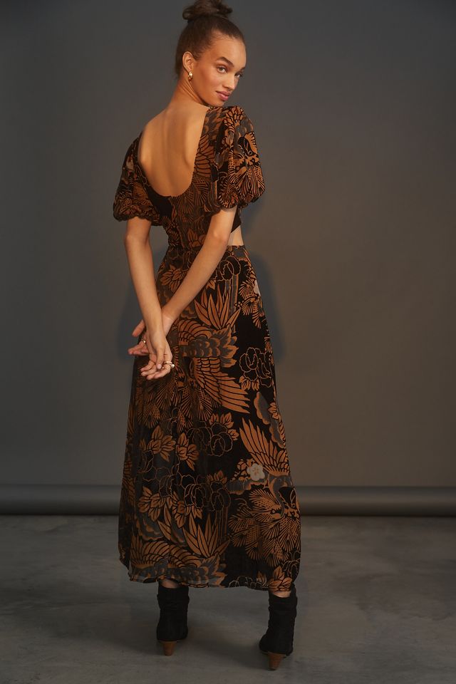 Giulia Burnout Velvet Maxi Dress