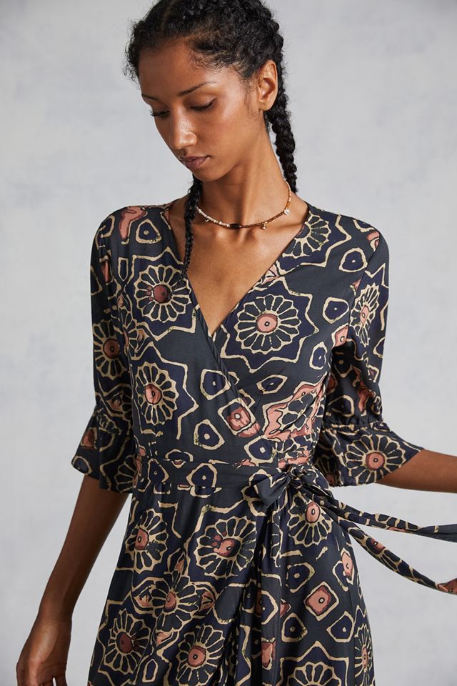 anthropologie beaded wrap dress AMARRA 89602 Fitted Sequin Beaded Gown