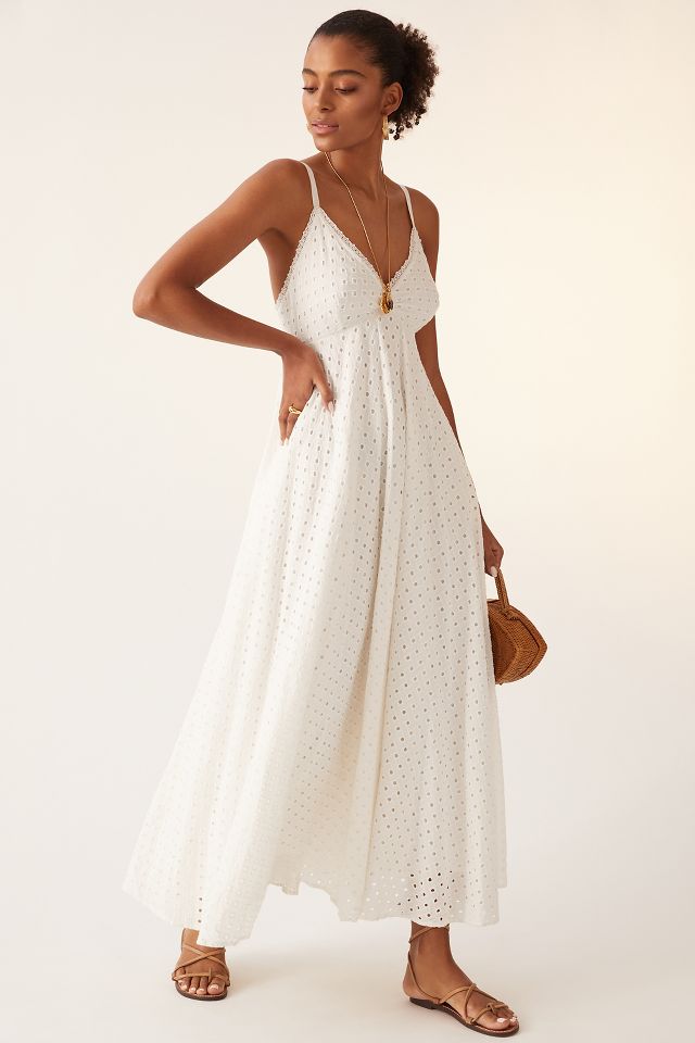 Anthropologie white 2025 maxi dress