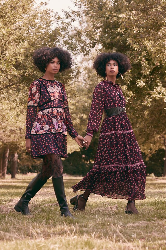 Temperley London x Anthropologie Mixed-Print Tiered Mini Dress