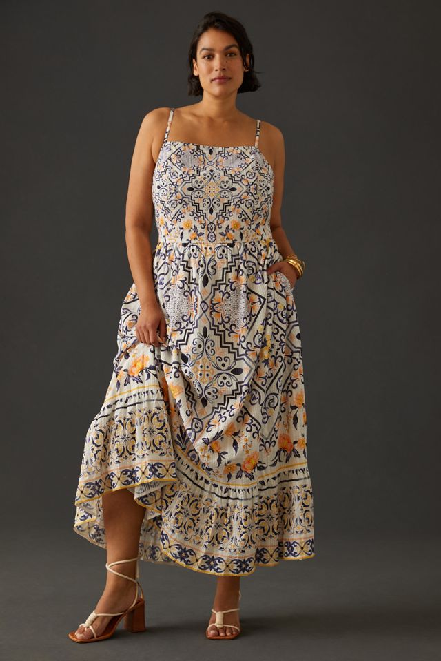 blue dress for baby girl Baltic Born Womens Spell Boho Midi Dress | Blue + Peach Floral main image 1