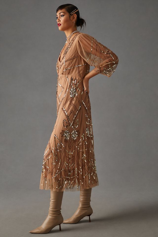 Let Me Be Embellished Deep-V Dress | Anthropologie