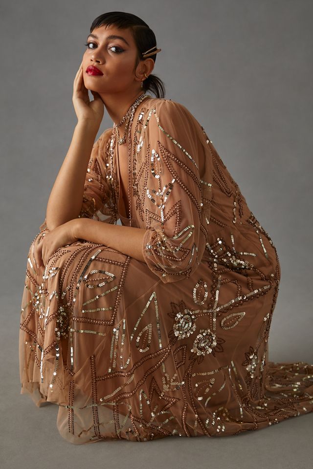 Let Me Be Embellished Deep-V Dress | Anthropologie